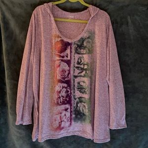 Lane Bryant 26/28 hoodie long sleeved heathered purple top